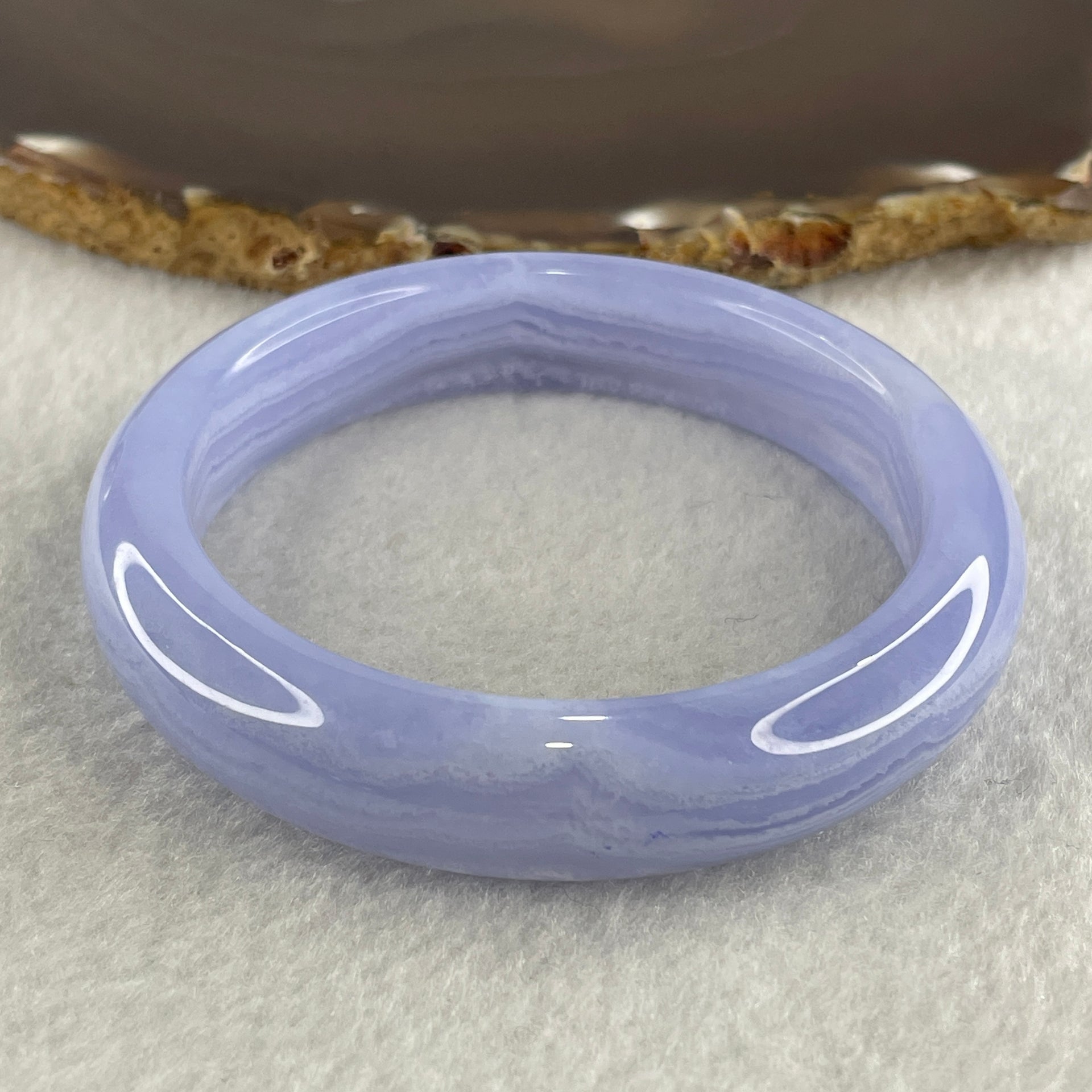 Natural Blue Lace Agate Bangle 47.87g Internal Diameter 57.2mm 13.2 by 8.4mm (Perfect) - Huangs Jadeite and Jewelry Pte Ltd