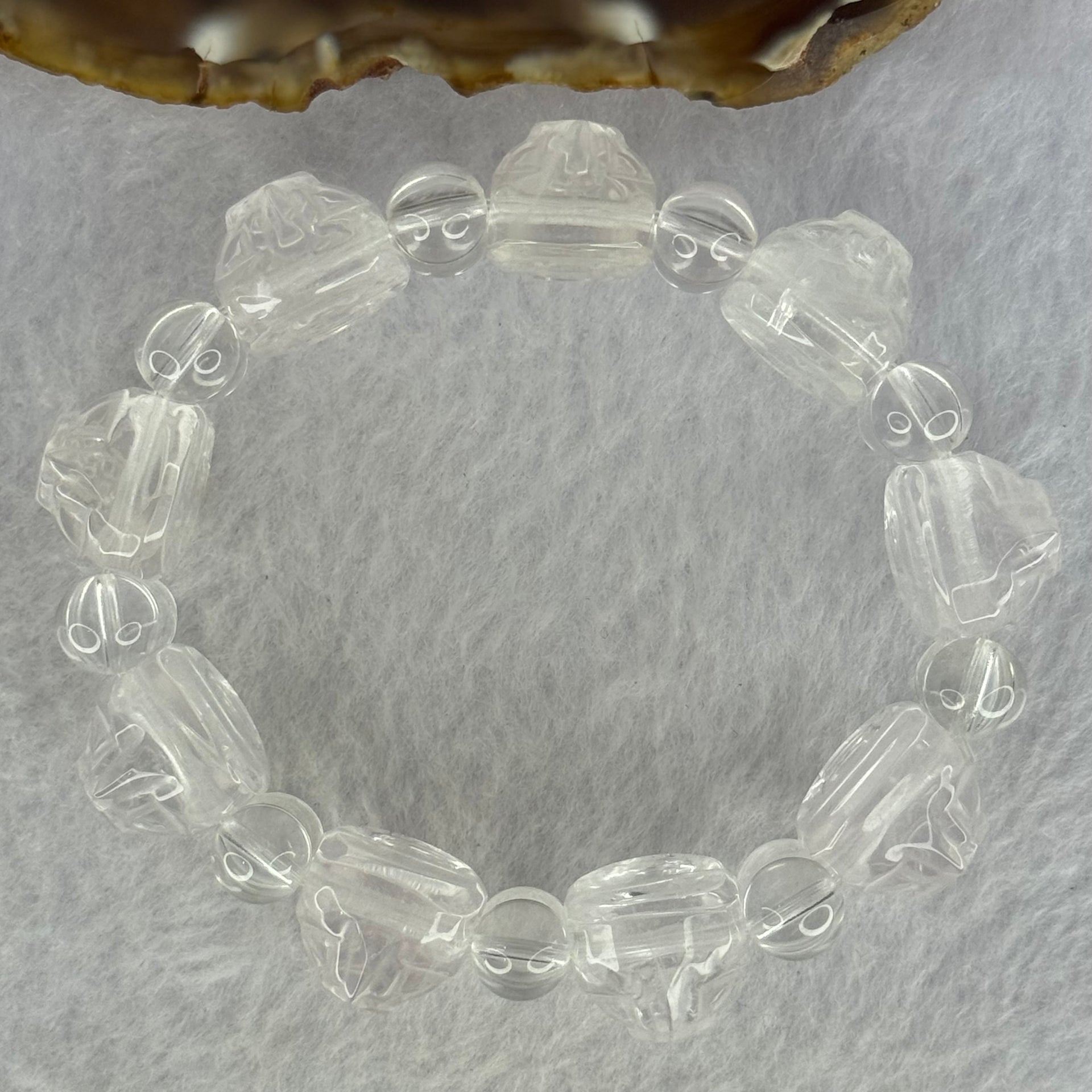 Natural Clear Quartz Dragon Turtle and Beads Bracelet 62.52g 17cm 19.8 by 14.6 by 11.7mm 9 Dragon Turtle - Huangs Jadeite and Jewelry Pte Ltd