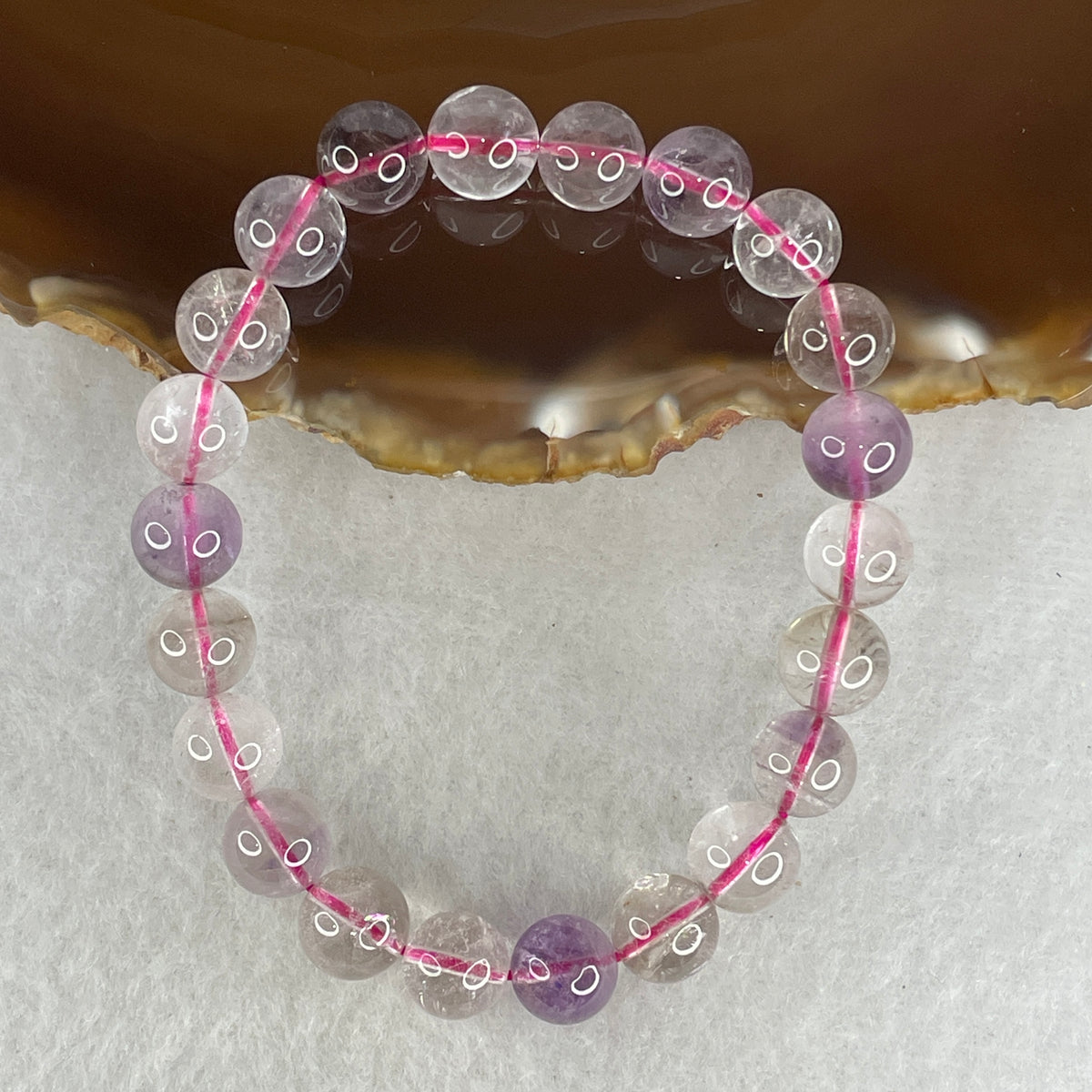 Certified Entry-Grade Natural Super 7 Crystal Beads Bracelet | Classic Mid-Sized Stacking Strand | Authentic Sacred Seven Multi-Mineral Inclusions Quartz Spiritual Catalyst & Auric Shield Bracelet (19.40g | 15.5cm Length | 8.8mm | 22 Beads)