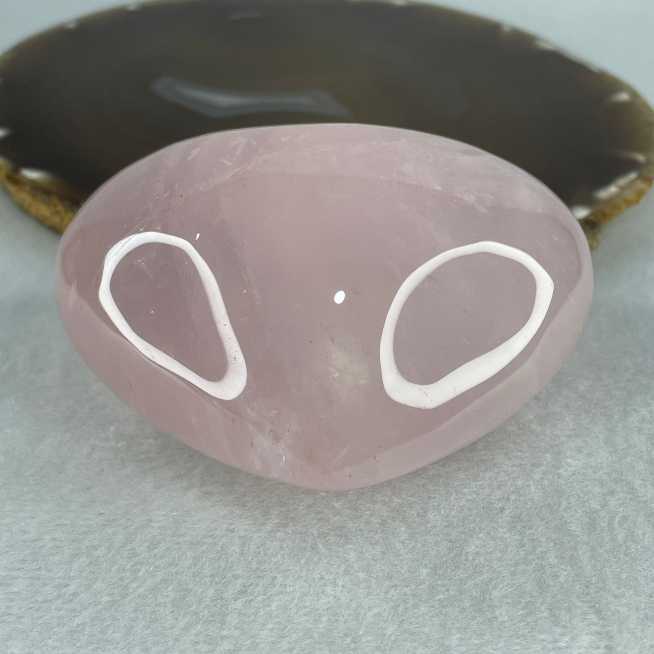 Above Average Grade Natural Rose Quartz Heart Shape Display 368.75g 71.5 by 86.0 by 47.8mm