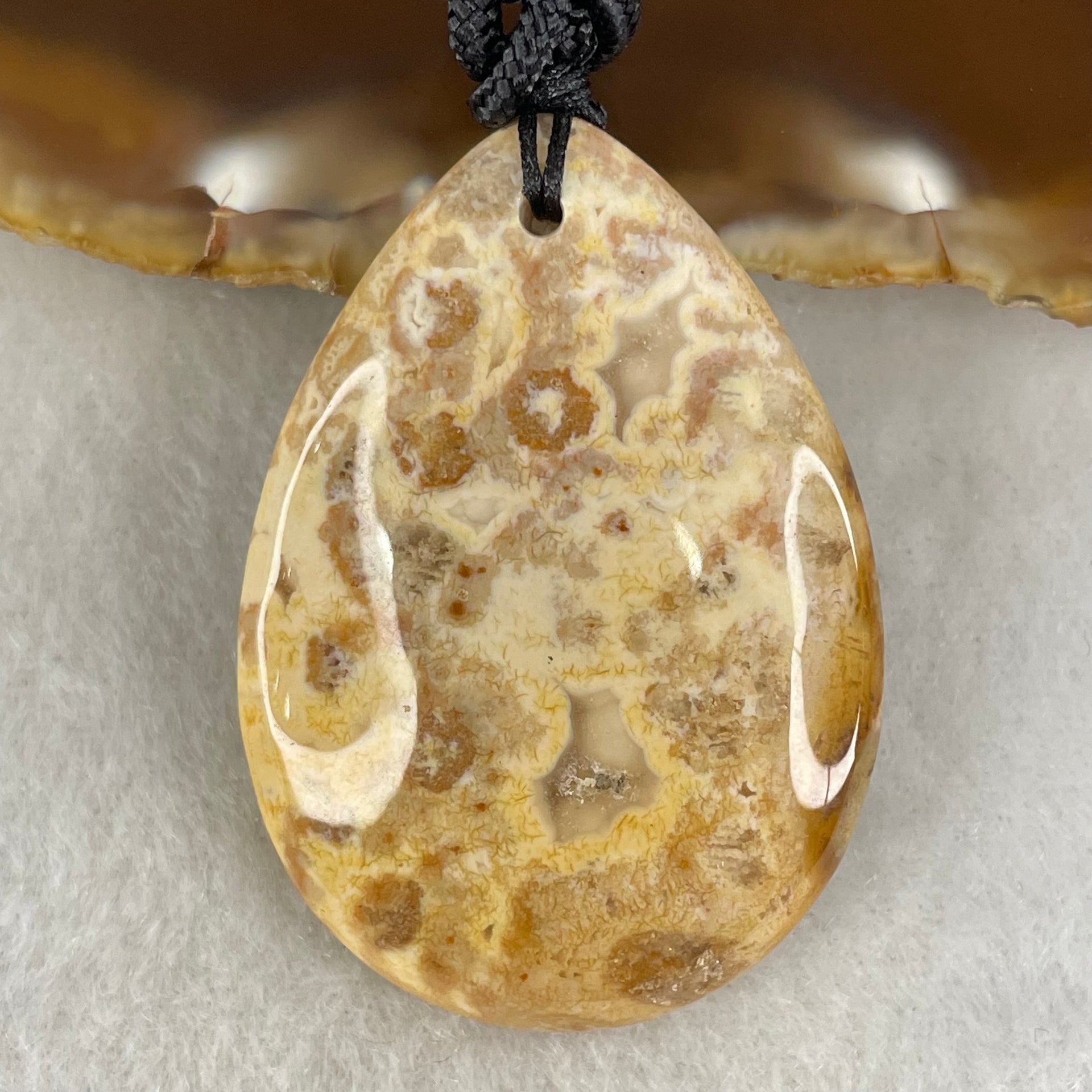 Natural Brown Coral Agate Pendant 17.27g 42.5 by 31.0 by 9.0mm - Huangs Jadeite and Jewelry Pte Ltd