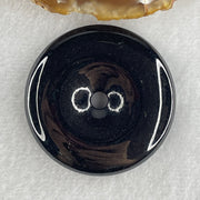 Type A Opaque Black Omphacite Jadeite Ping An Kou Donut Pendant 45.04g 48.3 by 9.2mm - Huangs Jadeite and Jewelry Pte Ltd