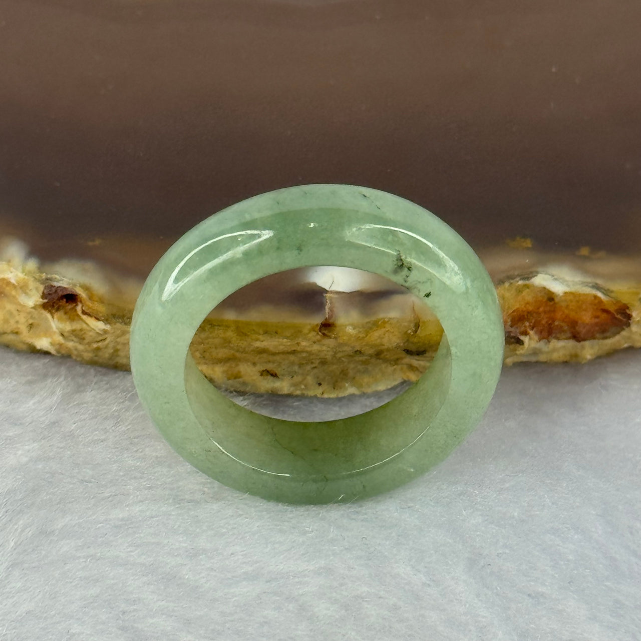 Type A Green Jadeite Ring 4.29g 6.1 by 3.8mm US7 HK15.4 (Very Slight External Rough) - Huangs Jadeite and Jewelry Pte Ltd