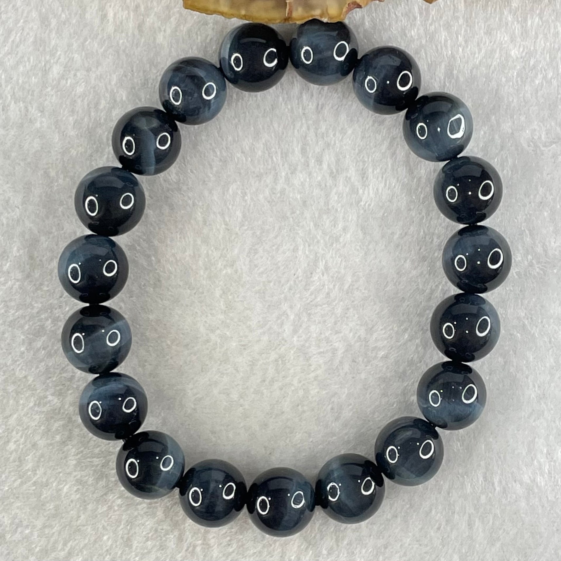 Natural Blue Tiger Eye Quartz Beads Bracelet 29.96g 16.5cm 10.6mm 19 Beads - Huangs Jadeite and Jewelry Pte Ltd