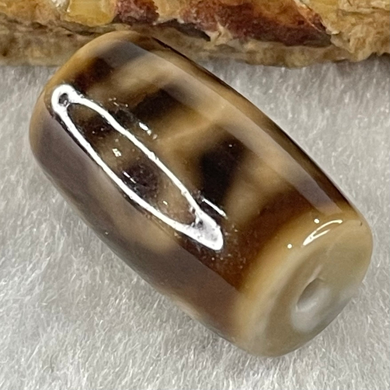 Natural Powerful Tibetan Old Oily Agate Patina Guiren Tairen Human Dzi Bead Totem Amulet Heavenly Master (Tian Zhu) 贵人天诛 4.90g 19.6 by 11.7mm - Huangs Jadeite and Jewelry Pte Ltd