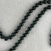 Rare High End Type A Highly Translucent Black Omphacite Jadeite Beads Necklace 70.94g 74cm 7.5mm 106 Beads - Huangs Jadeite and Jewelry Pte Ltd