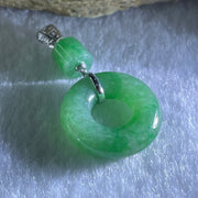 Type A Blueish Green Jadeite Ping An Kou Donut 18.5 by 4.9mm Lulu Tong 5.9 by 6.2mm in 18k White Gold Pendant 3.83g - Huangs Jadeite and Jewelry Pte Ltd