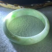 Natural Type Light Green with Apple Green Piao Hua Jadeite Bangle 43.07g Inner Diameter 55.3mm 13.0 by 6.4mm (Slight Internal Line) - Huangs Jadeite and Jewelry Pte Ltd