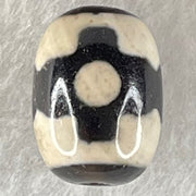 Natural Powerful Tibetan Old Oily Dark Brown With White Agate 3 Eyes Dzi Bead Heavenly Master (Tian Zhu) 三眼天诛 4.51g 17.5 by 13.0mm - Huangs Jadeite and Jewelry Pte Ltd