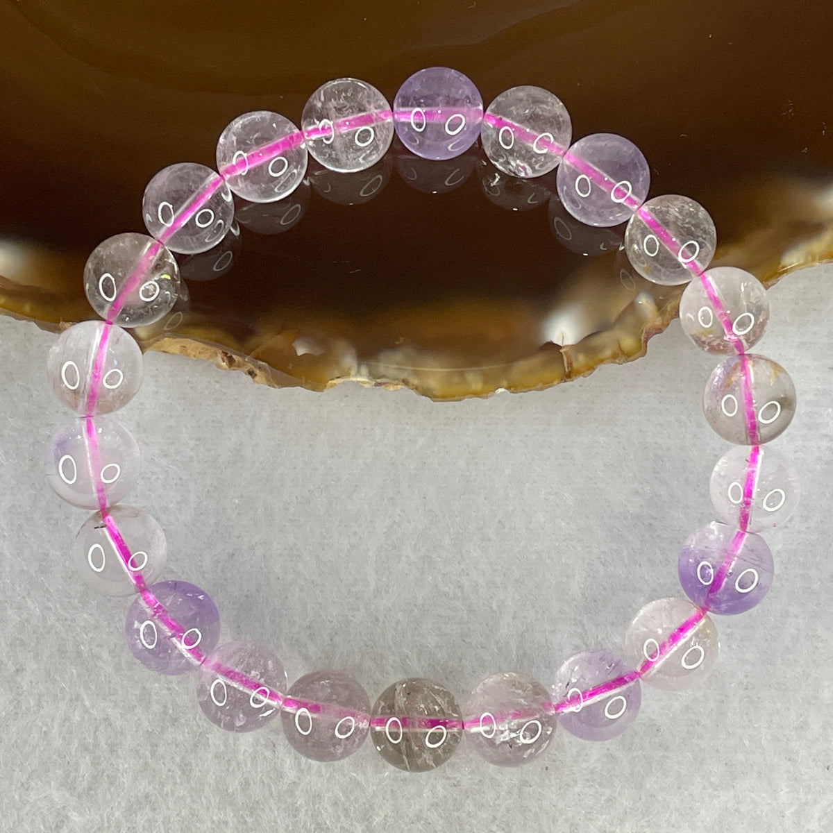 Certified Entry-Grade Natural Super 7 Crystal Beads Bracelet | Bold Mid-to-Large Showcase Strand | Authentic Sacred Seven Multi-Mineral Inclusions Quartz Spiritual Catalyst & Auric Shield Bracelet (23.52g | 16.5cm Length | 9.3mm | 22 Beads)