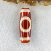 Natural Powerful Tibetan Old Oily Red White Agate One Eye Earth Element Dzi Bead Heavenly Master (Tian Zhu) 一眼土元素天珠 15.03g 37.7 by 13.4mm - Huangs Jadeite and Jewelry Pte Ltd