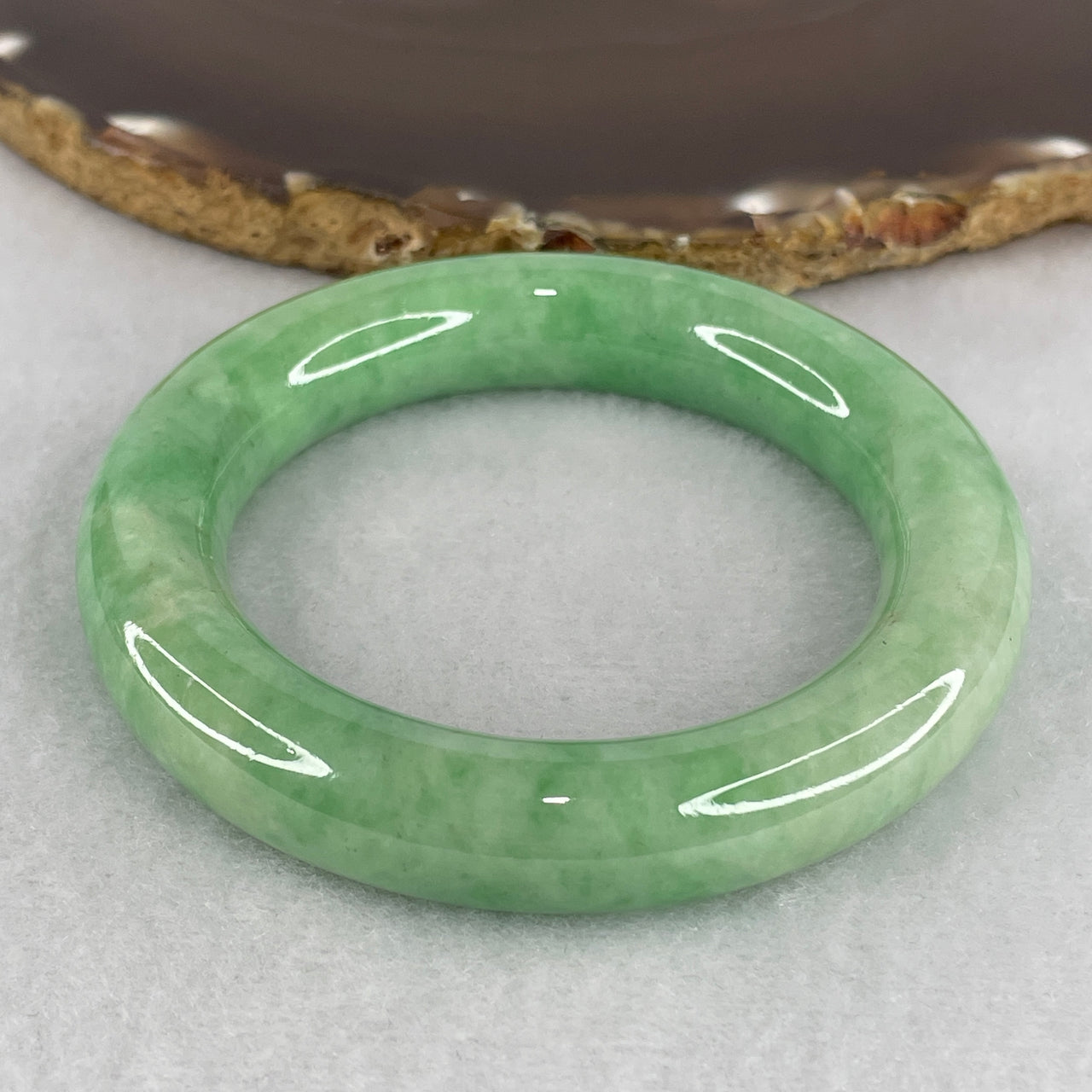 Certified Type A Apple Green Jadeite Full Round Bangle | Untreated Vibrant Ping Guo Lǜ Yuan Bao Fei Cui Bangle (72.03g | Inner Diameter 51.2mm | 12.0 x 11.5mm) (Very Very Slight Internal Line)
