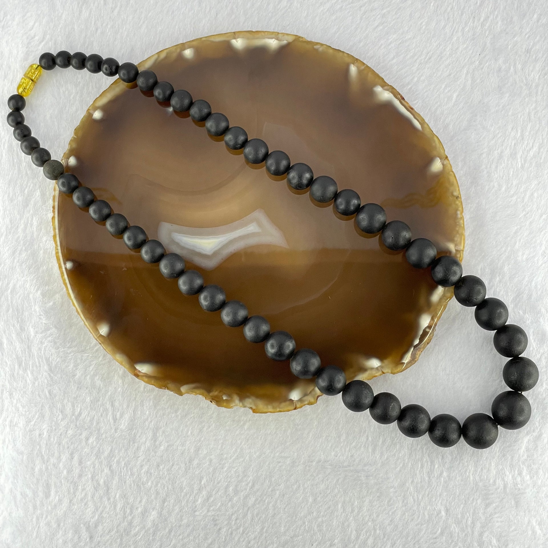 Natural Black Amber Beads Bracelet 天然大黑天翁琥珀项链 31.58g 30cm  7.1 - 14.9mm 51 Beads - Huangs Jadeite and Jewelry Pte Ltd