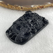 Type A Opaque Black Omphacite Jadeite Guan Yin on Dragon Pendant 36.54g 66.7 by 43.5 by 8.0mm - Huangs Jadeite and Jewelry Pte Ltd