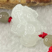 Type A Faint Lavender to White Jadeite Male Pixiu String Bracelet 7.96g 19.0 by 14.1 by 13.4mm - Huangs Jadeite and Jewelry Pte Ltd