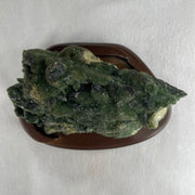 Natural Green Chromium Quartz Rough with Wooden Stand Display 1,391.0g 175.0 by 125.0 by 132.0mm - Huangs Jadeite and Jewelry Pte Ltd