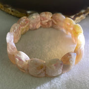 Above Average Natural Pink Flower Agate Shou Pai Bracelet 39.89g 17cm 17.9 by 13.0mm 15 Pieces (Slight External Rough) - Huangs Jadeite and Jewelry Pte Ltd