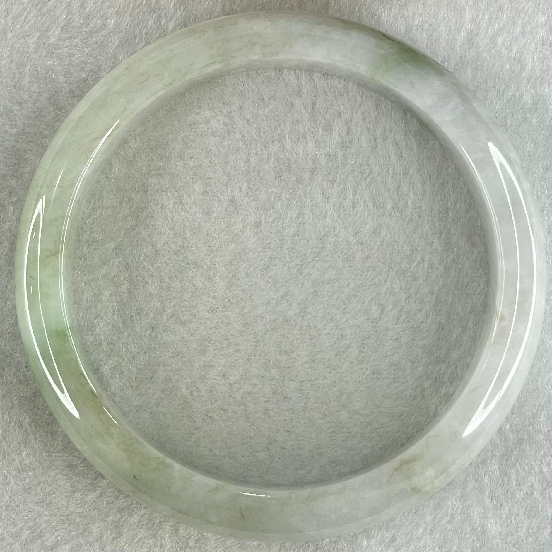 Type A Light Lavender Green Jadeite Bangle 53.33g Internal Diameter 59.3mm 12.3 by 7.6mm (Slight External Line - Huangs Jadeite and Jewelry Pte Ltd