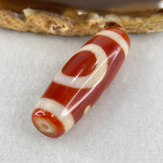 Natural Powerful Tibetan Old Oily Red White Agate One Eye Earth Element Dzi Bead Heavenly Master (Tian Zhu) 一眼土元素天珠 10.59g 37.8 by 13.3mm - Huangs Jadeite and Jewelry Pte Ltd