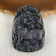 Type A Opaque to Partial Translucent Black Omphacite Jadeite Tiger Pendant 24.24g 56.8 by 40.5 by 7.5mm - Huangs Jadeite and Jewelry Pte Ltd