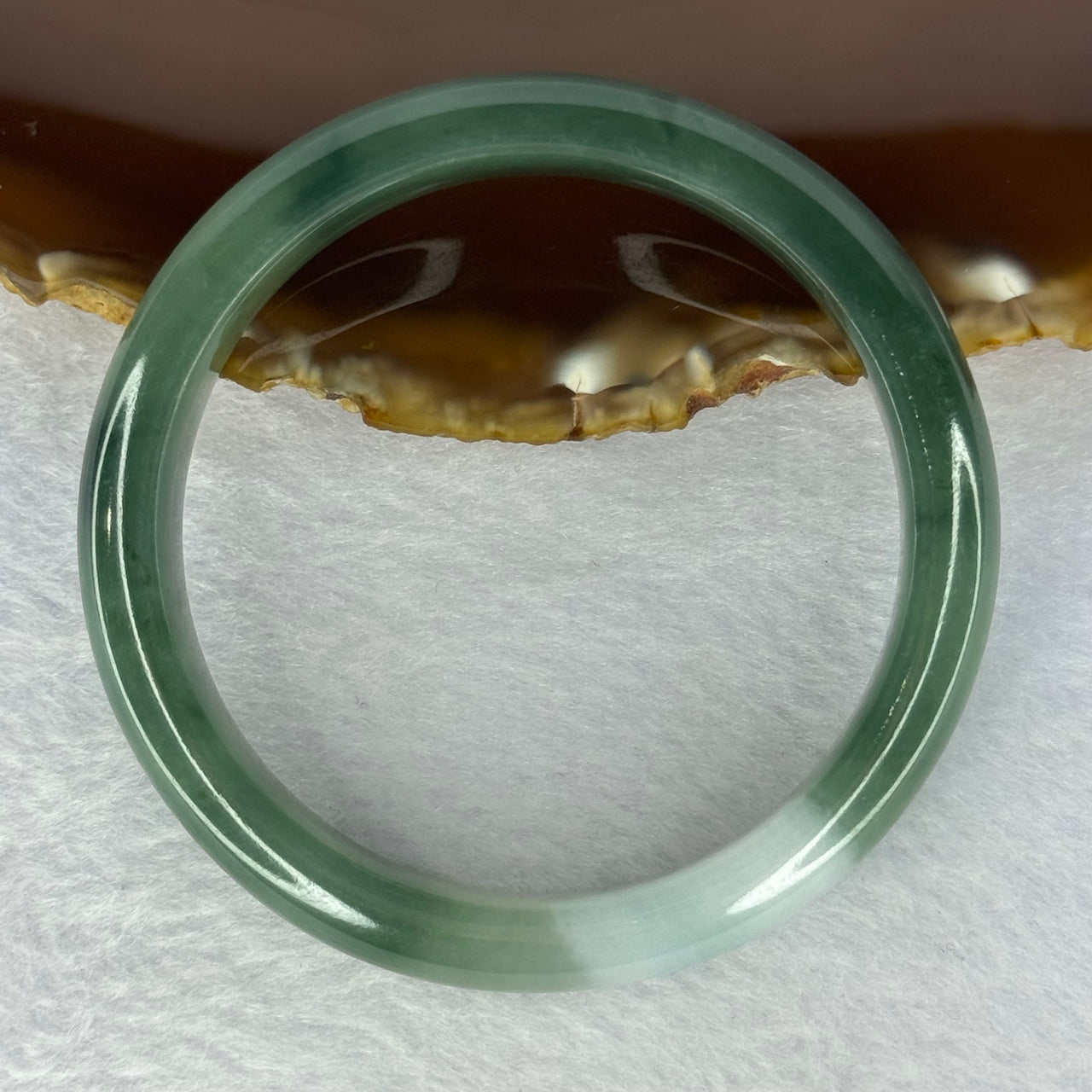 Type A Green and Faint Lavender Jadeite Bangle Internal Diameter 54.5mm 46.25g 11.2 by 8.0mm (Slight Internal Line) - Huangs Jadeite and Jewelry Pte Ltd