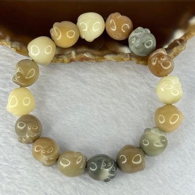 Natural Mixed Color Bodhi Beads in Paw Bracelet 20.26g 17cm 12.8mm 16 Beads - Huangs Jadeite and Jewelry Pte Ltd