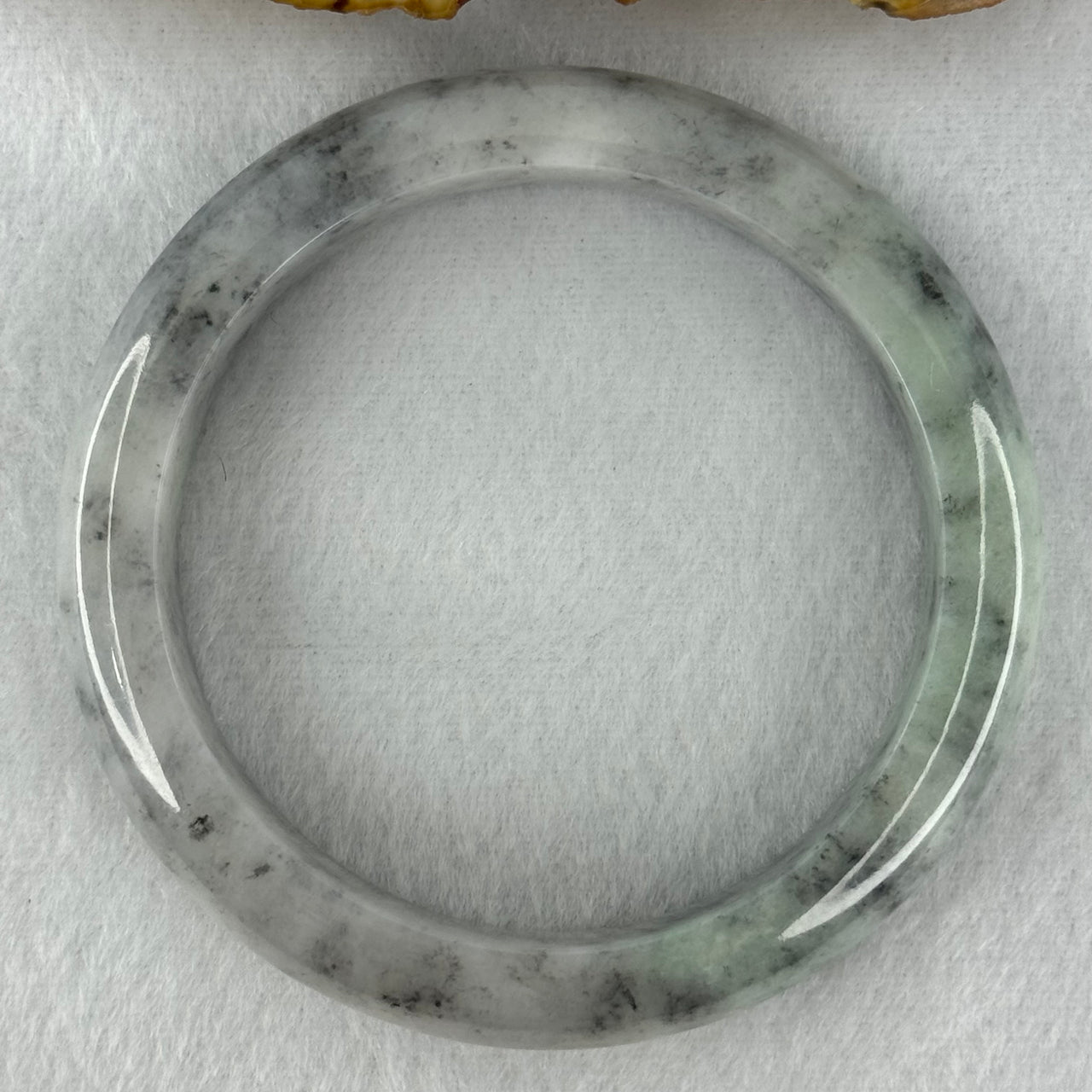 Type A Faint Green and Black Piao Hua Jadeite Bangle Internal Diameter 57.2mm 65.08g 13.4 by 8.7mm (Very Slight Internal Lines) - Huangs Jadeite and Jewelry Pte Ltd