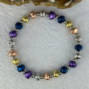 Natural Meteorite in Multi Color Pebble Shape Beads with Mini Stainless Beads Bracelet 天然天铁手链 25.33g 15cm 6.8mm 22pcs - Huangs Jadeite and Jewelry Pte Ltd