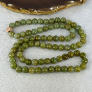 Type A Green with Yellow Jadeite Beads Necklace 72.55g 60cm 8.3mm 78 Beads - Huangs Jadeite and Jewelry Pte Ltd