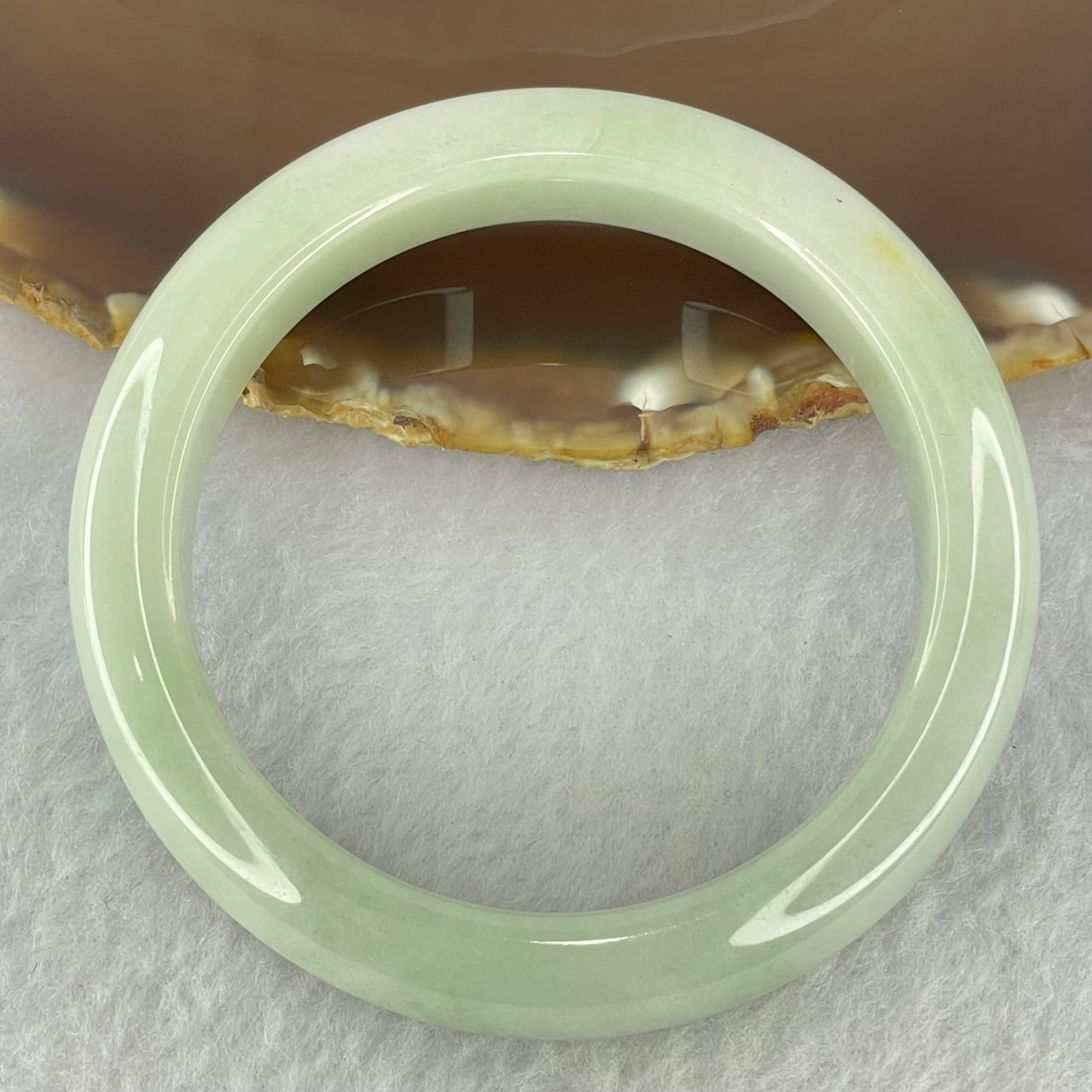 Type A Light Green Jadeite Bangle Internal Diameter 55.5mm 62.19g 12.8 by 8.9mm (External Rough) - Huangs Jadeite and Jewelry Pte Ltd
