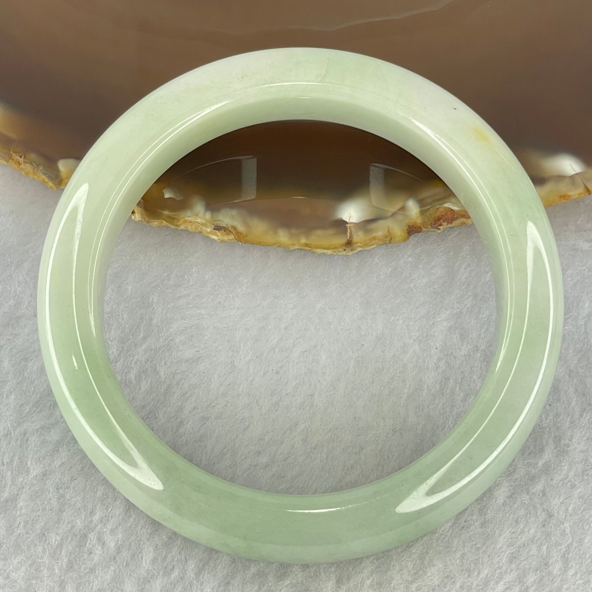 Type A Light Green Jadeite Bangle Internal Diameter 55.5mm 62.19g 12.8 by 8.9mm (External Rough) - Huangs Jadeite and Jewelry Pte Ltd