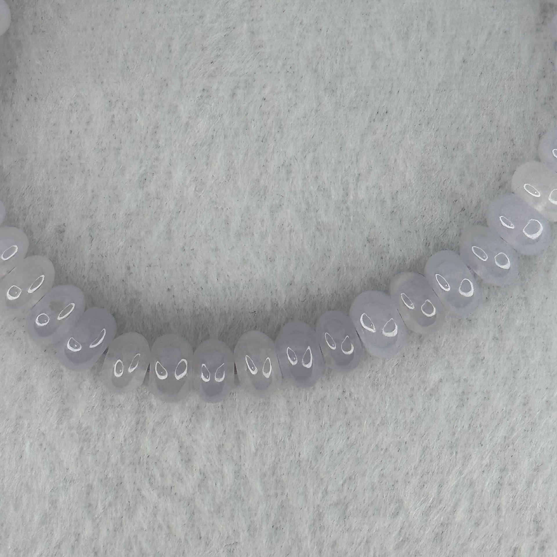 Type A Semi Icy Light Lavender Jadeite Beads Bracelet 16.63g 14.5cm 6.5cm 42 Beads - Huangs Jadeite and Jewelry Pte Ltd