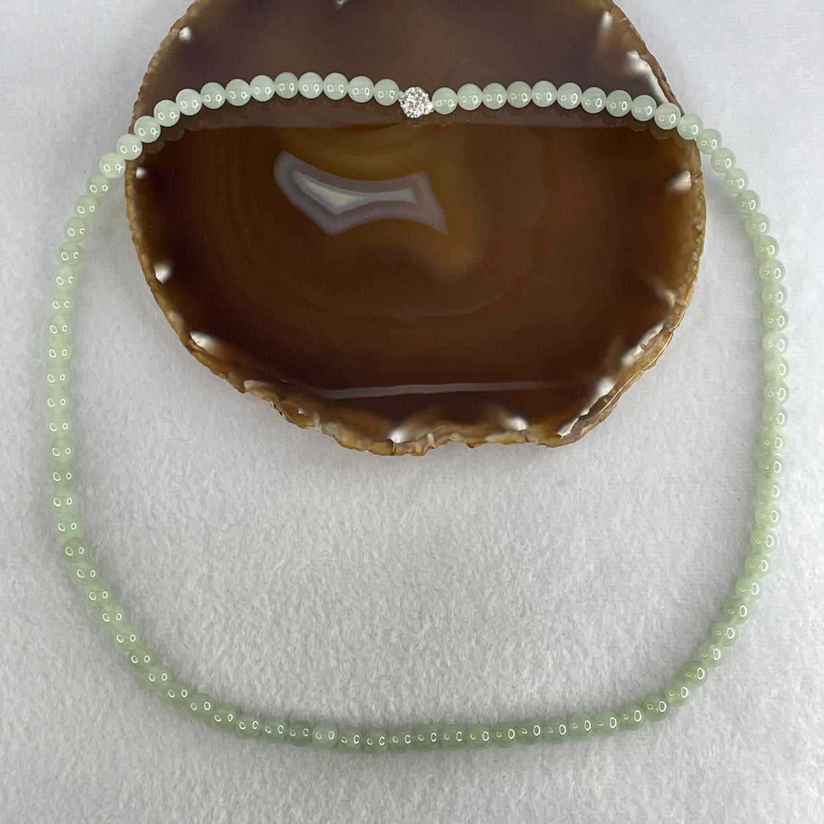 Natural Type A Jelly Light Green Jadeite Beads Necklace | (51.98g | 60cm |  7.0mm | 92 Beads | Heart Chakra Radiance, Steady Wealth "Zheng Cai" Anchor & Feng Shui Prosperity Catalyst)