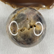 Natural Black Moonstone Ball with Clear Acrylic Display 443.95g 69.0 by 90.0mm - Huangs Jadeite and Jewelry Pte Ltd