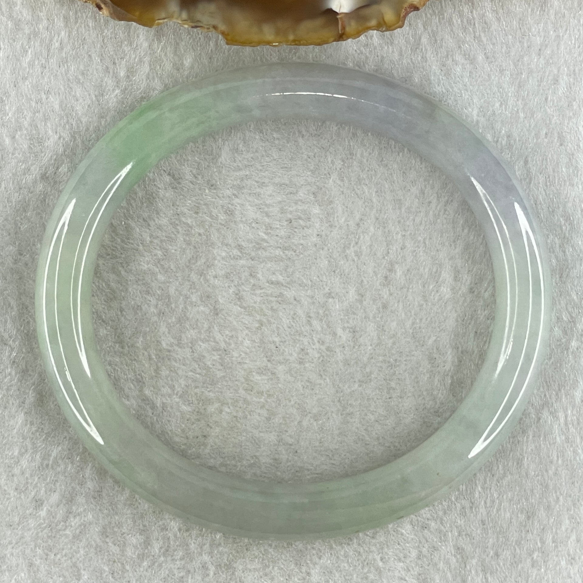 Type A Natural Light Green with Lavender Jadeite Oval Bangle 35.99g Inner Diameter 53.9mm 8.2 by 7.7mm (Very Very Slight Internal Line) - Huangs Jadeite and Jewelry Pte Ltd