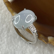 Type A Lavender Cabochon Jadeite in S925 Sliver Ring (Adjustable Size) 2.72g 13.6 by 10.4 by 6.0mm - Huangs Jadeite and Jewelry Pte Ltd