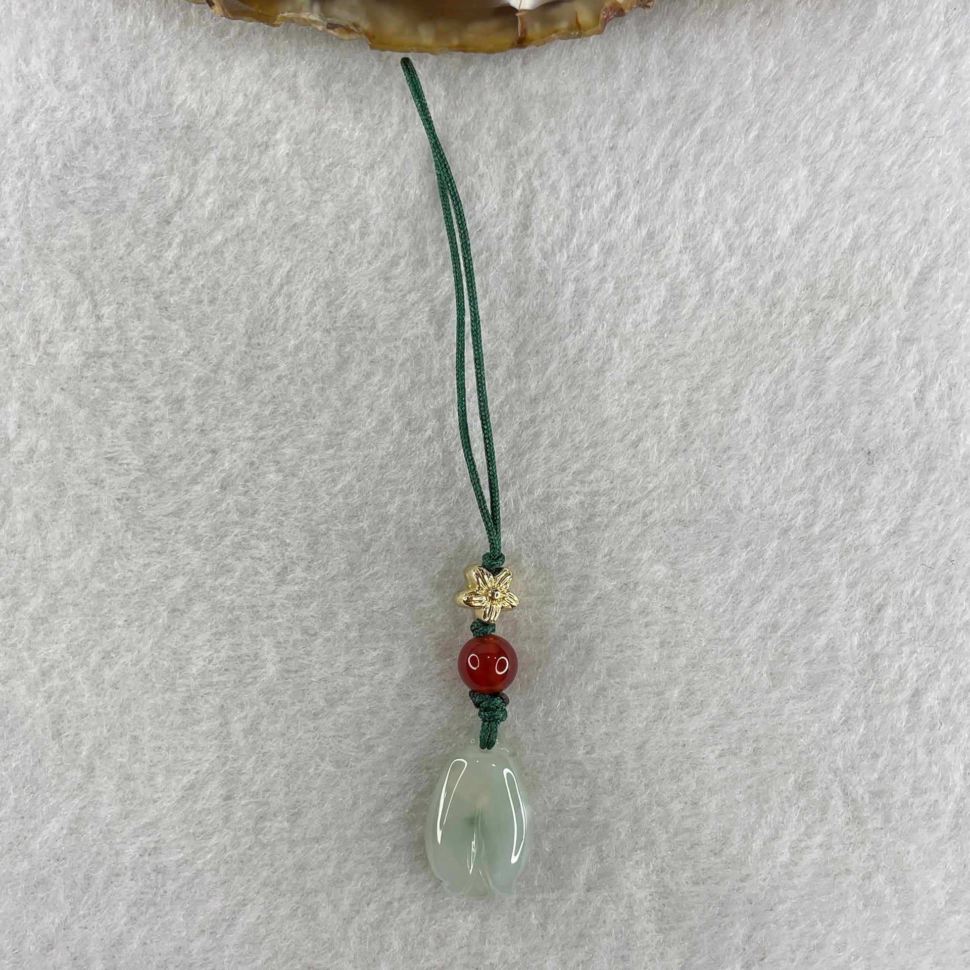 Natural Type A Light Green Jadeite Flower Charm 2.72g 18.2 by 10.8 by 5.1mm - Huangs Jadeite and Jewelry Pte Ltd