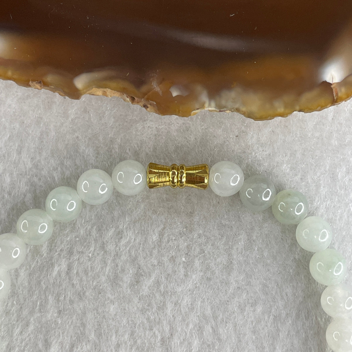 Natural Type A Faint Green Jadeite Beads Bracelet | (14.55g | 17.5cm | 6.4mm x 31 Beads | Chakra Synergy, Pure Mind & Feng Shui Serenity Anchor)