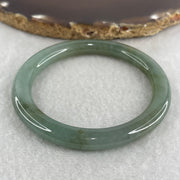 Natural Type A Blueish Green Piao Hua Jadeite Flat Ding Dang Bangle 27.60g Inner Diameter 51.3mm 7.0 by 7.9mm (Very Slight External Line) - Huangs Jadeite and Jewelry Pte Ltd