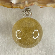 Good Grade Natural Golden Rutilated Quartz Bead in S925 Silver with Cubic Zirconia Pendant 16.50g 22.4mm - Huangs Jadeite and Jewelry Pte Ltd