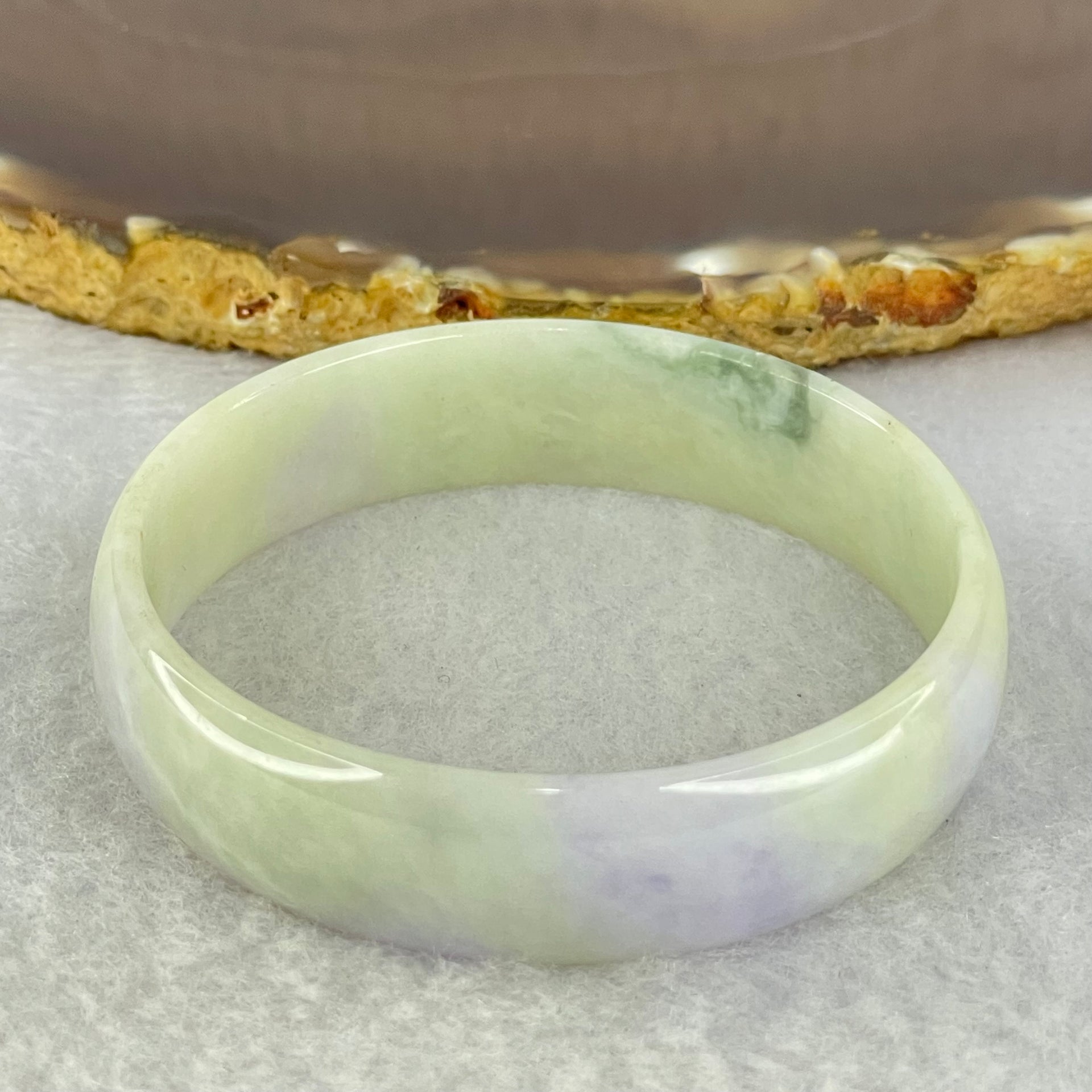 Type A Lavender and Green Jadeite Bangle Internal Diameter 52.0mm 24.79g 13.4 by 4.1mm (External Rough) - Huangs Jadeite and Jewelry Pte Ltd