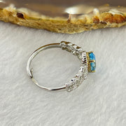 Blue Cubic Zirconia with Crystals in S925 Sliver Ring (Adjustable Size) 1.81g 6.5 by 5.0 by 3.5mm - Huangs Jadeite and Jewelry Pte Ltd