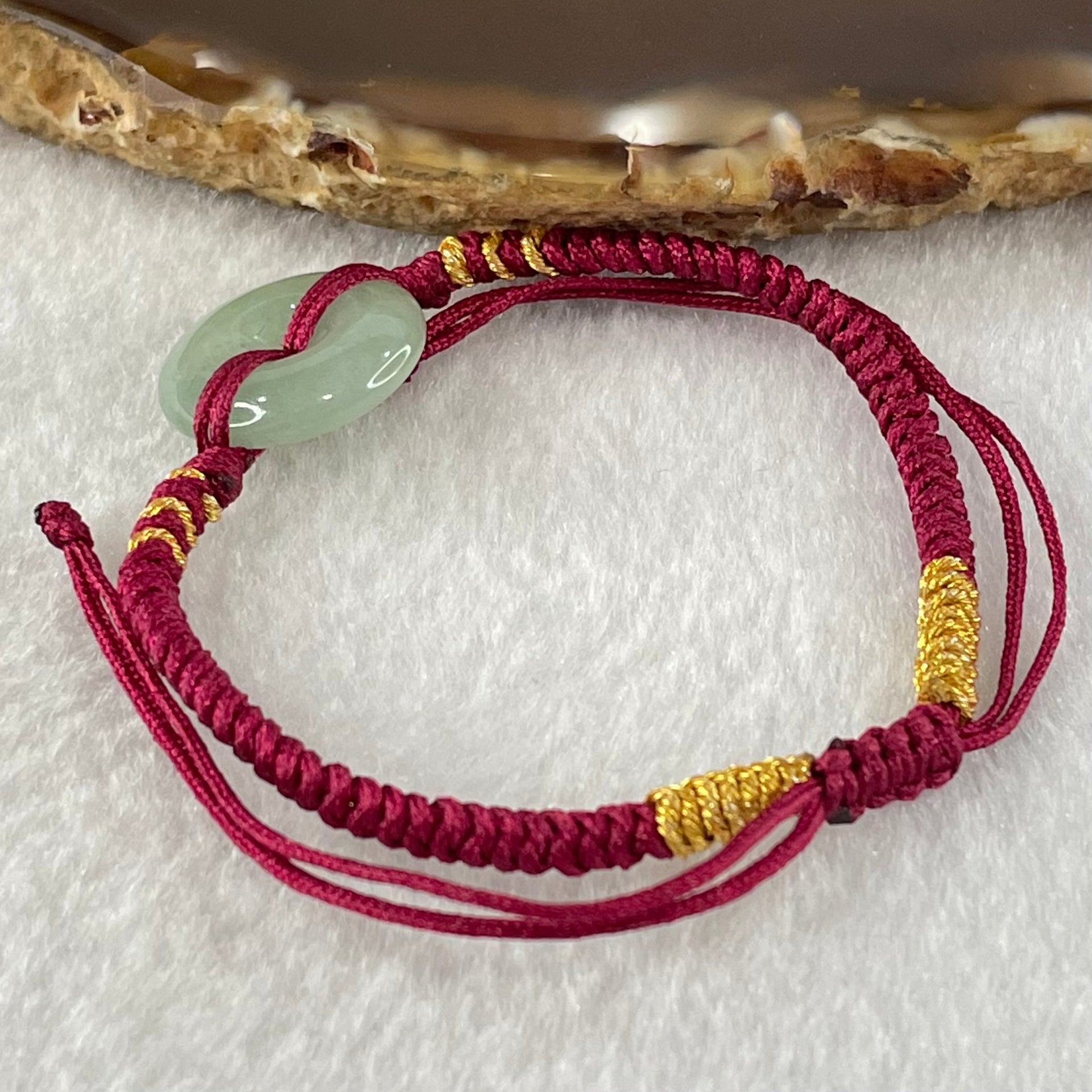 Type A Blueish Green Jadeite Ping An Kou Donut In String Bracelet 2.38g 16.4 by 4.6mm - Huangs Jadeite and Jewelry Pte Ltd