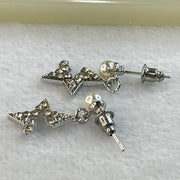 Faux Pearl with Crystals in Sliver Star Earrings 1.78g 1.5 by 1.0mm - Huangs Jadeite and Jewelry Pte Ltd