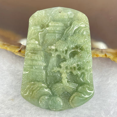 Type A Green Jadeite Shan Shui 13.52g 29.9mm by 43.0mm by 5.4mm - Huangs Jadeite and Jewelry Pte Ltd