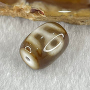 Natural Powerful Tibetan Old Oily Dark Brown with White Agate Patina Guiren Tairen Human Dzi Bead Totem Amulet Heavenly Master (Tian Zhu) 贵人天诛 2.70g 13.5 by 10.9mm - Huangs Jadeite and Jewelry Pte Ltd