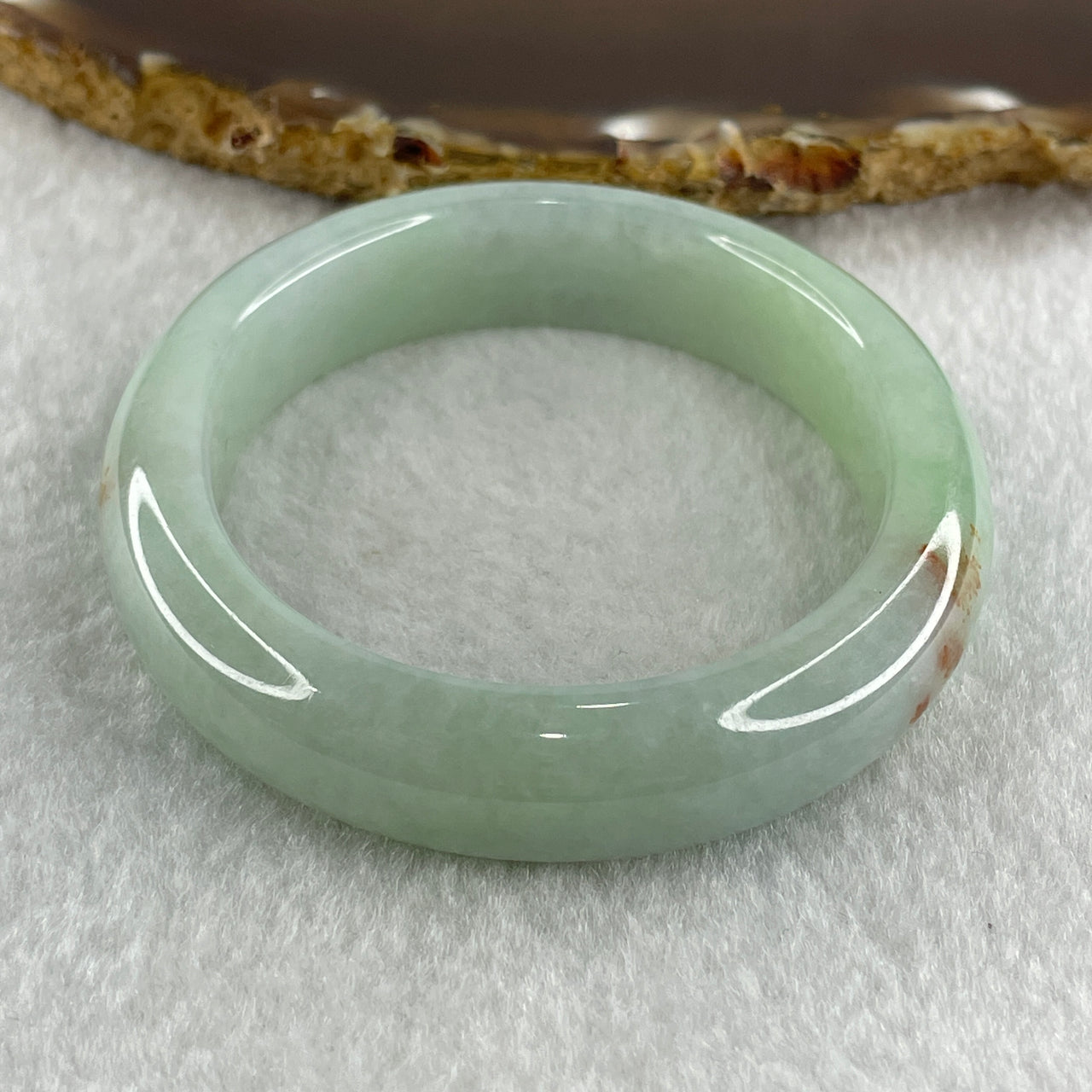 Type A Natural Jelly Light Green Light Lavender with Red Patches Jadeite Oval Bangle 51.86g Inner Diameter 53.9mm 12.4 by 8.2mm (Close to Perfect) - Huangs Jadeite and Jewelry Pte Ltd