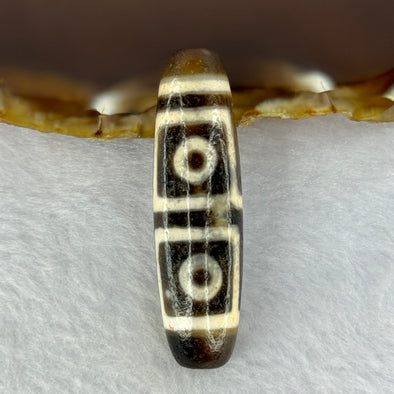 Natural Powerful Tibetan Old Oily Agate 4 Eyes Dzi Bead Heavenly Master (Tian Zhu) 四眼天诛 12.59g 46.9 by 13.3mm - Huangs Jadeite and Jewelry Pte Ltd