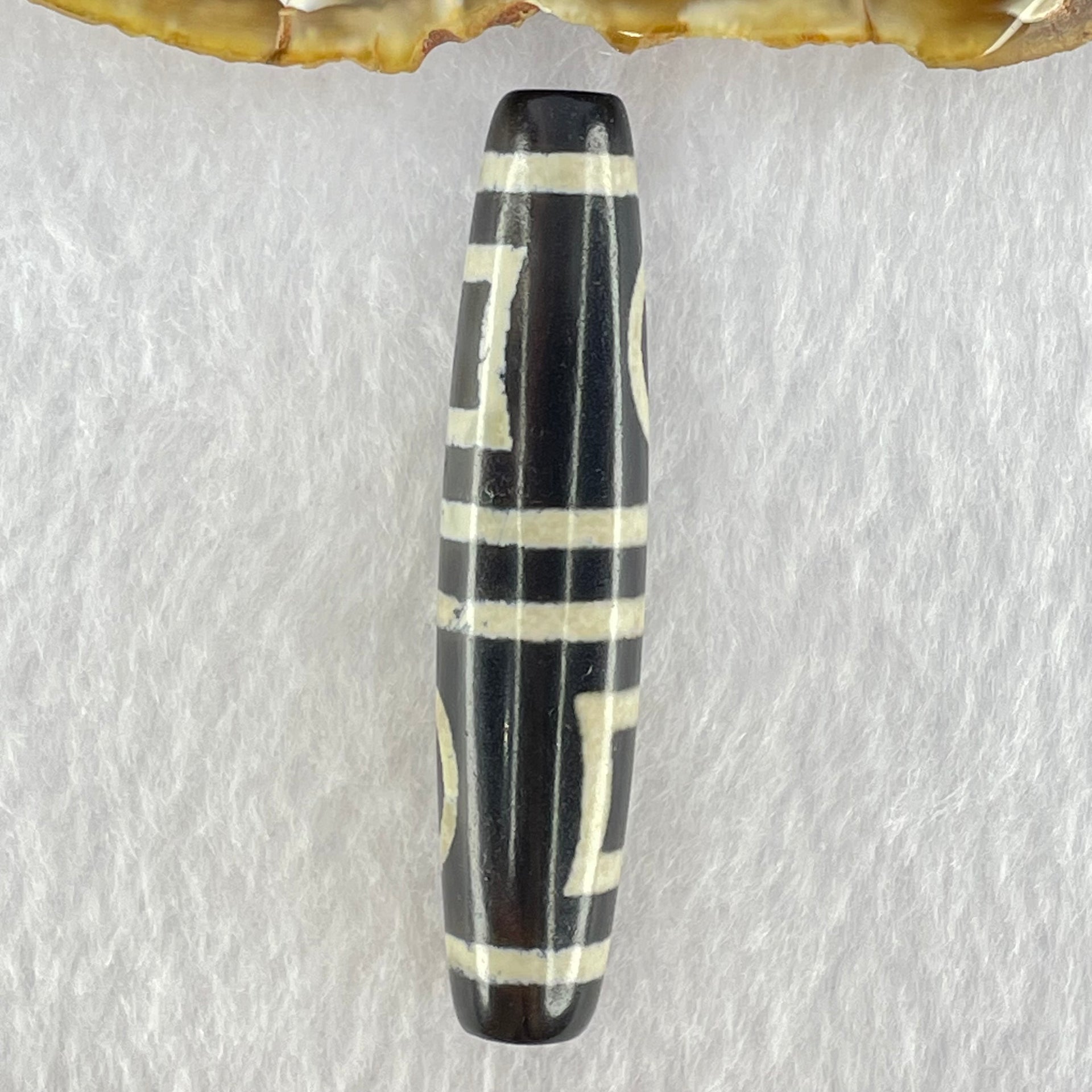 Natural Powerful Tibetan Old Oily Agate Double Sky Door Serenity 2 Eye Dzi Bead Heavenly Master (Tian Zhu) 二眼天诛 15.17g 59.0 by 12.9mm - Huangs Jadeite and Jewelry Pte Ltd