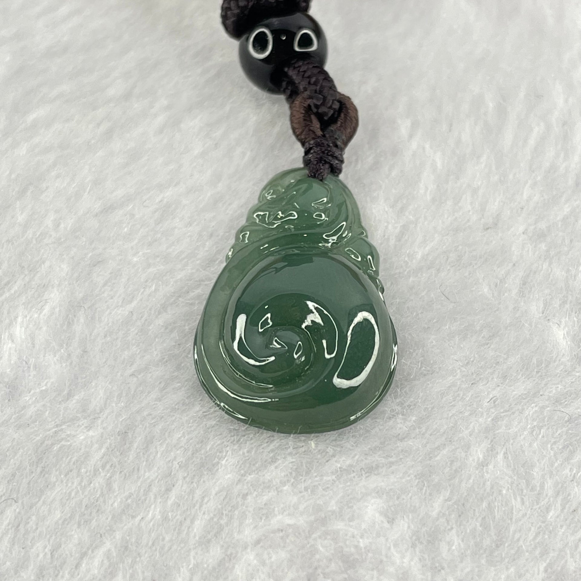 Type A Blueish Green Jadeite Dragon Ruyi Pendent 6.46g 25.1 by 16.2 by 7.2mm - Huangs Jadeite and Jewelry Pte Ltd